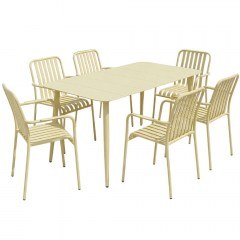 Garden Dining Set Heven Vista (Set 7Pcs) 200-001610 120x70x72cm Champagne