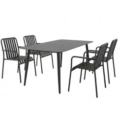Τραπεζαρία Κήπου Heven Vista (Σετ 5Τμχ) 200-001601 150x80x72cm Black