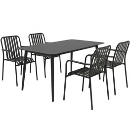 Τραπεζαρία Κήπου Heven Vista (Σετ 5Τμχ) 200-001599 120x70x72cm Black BLACK