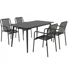 Τραπεζαρία Κήπου Heven Vista (Σετ 5Τμχ) 200-001599 120x70x72cm Black