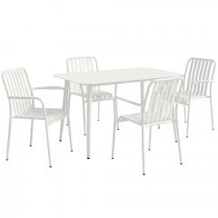 Τραπεζαρία Κήπου Heven Vista (Σετ 5Τμχ) 200-001605 120x70x72cm White