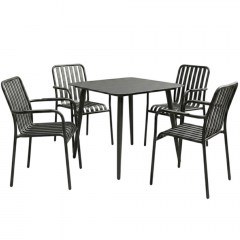 Τραπεζαρία Κήπου Heven Vista (Σετ 5Τμχ) 200-001598 80x80x72cm Black