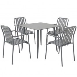 Τραπεζαρία Κήπου Heven Vista (Σετ 5Τμχ) 200-001614 80x80x72cm Anthracite ANTHRACITE
