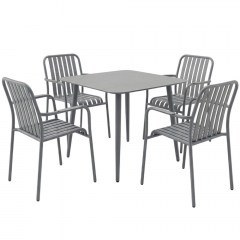 Τραπεζαρία Κήπου Heven Vista (Σετ 5Τμχ) 200-001614 80x80x72cm Anthracite