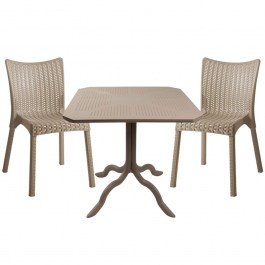 Τραπεζαρία Κήπου Icon Confident (Σετ 3Τμχ) 253-000099 80x80x74,5cm Cappuccino CAPPUCCINO