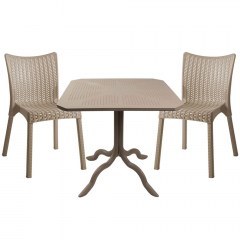 Τραπεζαρία Κήπου Icon Confident (Σετ 3Τμχ) 253-000099 80x80x74,5cm Cappuccino