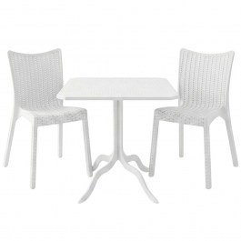 Τραπεζαρία Κήπου Icon Confident (Σετ 3Τμχ) 253-000110 80x80x74,5cm White WHITE