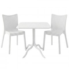 Τραπεζαρία Κήπου Icon Confident (Σετ 3Τμχ) 253-000110 80x80x74,5cm White