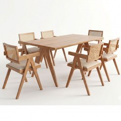 Τραπεζαρία Winslow Ι (Σετ 7Τμχ) 247-000014 160x85x75cm Light Walnut
