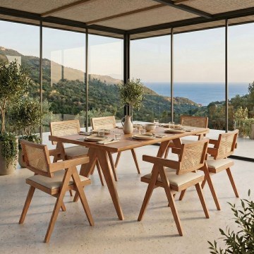 Dinning Set Winslow Ι (Set 7Pcs) 247-000014 160x85x75cm Light Walnut