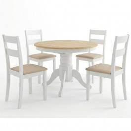 Expandable Dinning Set Dallan Lars (Set 5Pcs) 200-001709 D100/138x100x75cm White WHITE