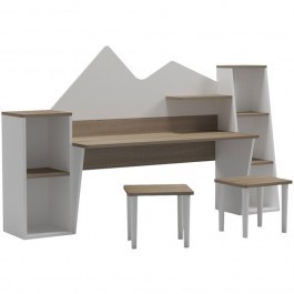 Γραφείο Παιδικό Με Σκαμπό Dualto 230-000207 180x30x93,6cm Sonoma-White SONOMA-WHITE