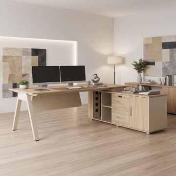 Professional Corner Desk Stark 367-000025 200x90x75cm Oak-Beige