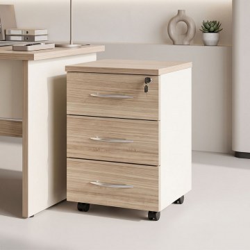 Office Chest Of Drawers Wheeled Armadi 367-000031 40x40x55cm Oak-Beige