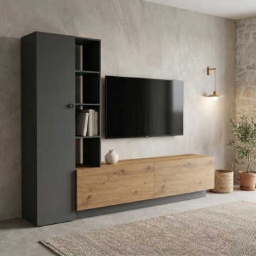 TV Composition Tilveo 230-000276 230x41,5x180cm Oak-Anthracite