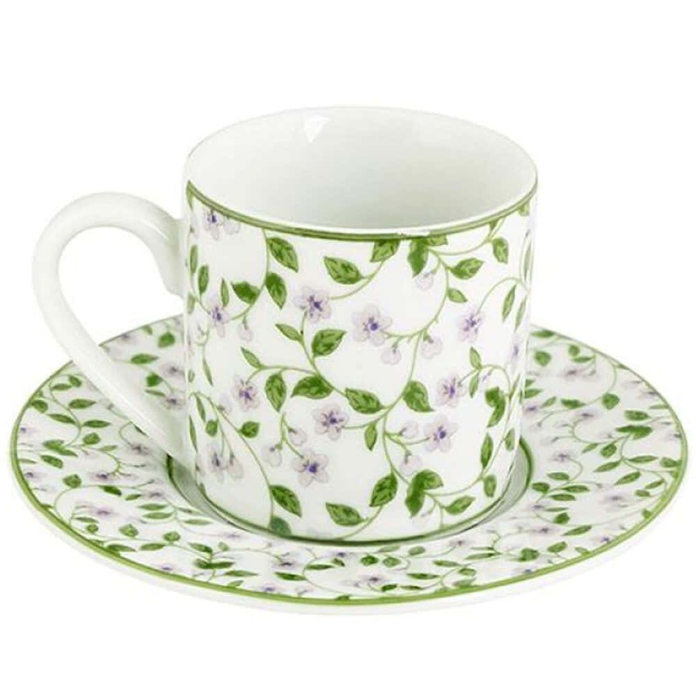 Φλυτζάνια Καφέ Με Πιατάκια Floral (Σετ 6Τμχ) PR232450010 90ml White-Green Oriana Ferelli®