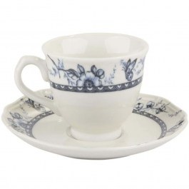 Φλυτζάνια Καφέ Με Πιατάκια Tiffany (Σετ 6Τμχ) PR24324B09 100ml White-Blue Oriana Ferelli® WHITE-BLUE