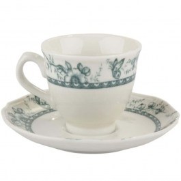 Φλυτζάνια Καφέ Με Πιατάκια Tiffany (Σετ 6Τμχ) PR24324G09 100ml White-Green Oriana Ferelli® WHITE-GREEN