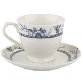 Φλυτζάνια Τσαγιού Με Πιατάκια Tiffany (Σετ 6Τμχ) PR24324B08 200ml White-Blue Oriana Ferelli® WHITE-BLUE
