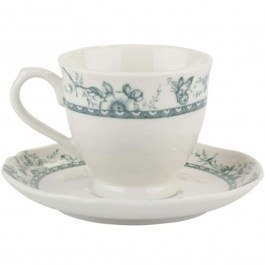 Φλυτζάνια Τσαγιού Με Πιατάκια Tiffany (Σετ 6Τμχ) PR24324G08 200ml White-Green Oriana Ferelli® WHITE-GREEN