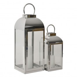 Φανάρια Inox 838059 (Σετ 2Τμχ) 15,5x15,5x30/19,5x19,5x45cm Silver Ankor SILVER