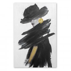 Canvas Painting 839513 60x90cm Black-Gold-White Ankor