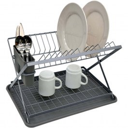 Πιατοθήκη Διώροφη Αναδιπλούμενη 843589 42x32x28cm Grey Ankor GREY