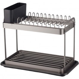 Πιατοθήκη Διώροφη 840236 42x24x34cm Grey-Black Ankor BLACK-GREY