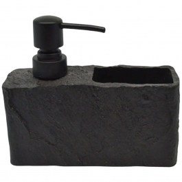 Δοχείο Κρεμοσάπουνου Με Θήκη 842391 16,5x5,5x13,8cm Stone Effect Black Ankor BLACK