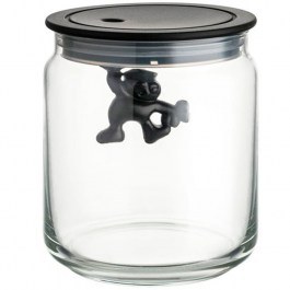 Βάζο Αποθήκευσης Gianni a little man holding on tight AMDR04 B 700ml Γυάλινο Με Καπάκι Black Alessi BLACK