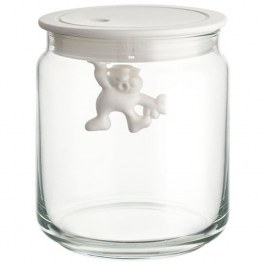 Βάζο Αποθήκευσης Gianni a little man holding on tight AMDR04 W 700ml Γυάλινο Με Καπάκι White Alessi WHITE