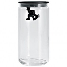 Βάζο Αποθήκευσης Gianni a little man holding on tight AMDR06 B 1,4L Γυάλινο Με Καπάκι Black Alessi BLACK