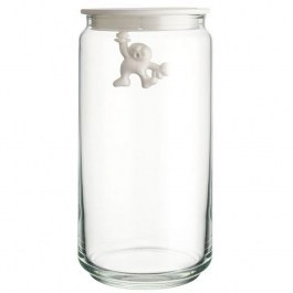 Βάζο Αποθήκευσης Gianni a little man holding on tight AMDR06 W 1,4L Γυάλινο Με Καπάκι White Alessi WHITE