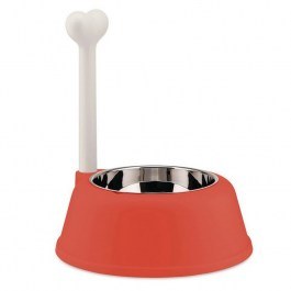 Δοχείο Φαγητού Σκύλου Lupita AMMI02 RO 1500ml Φ32cmx37cm Silver-Red Alessi SILVER-RED