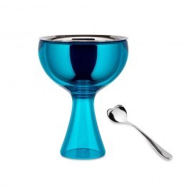 Μπωλ Παγωτού Με Ανοξείδωτο Κουτάλι Big Love AMMI01S AZ 12x25x15cm Blue Alessi BLUE