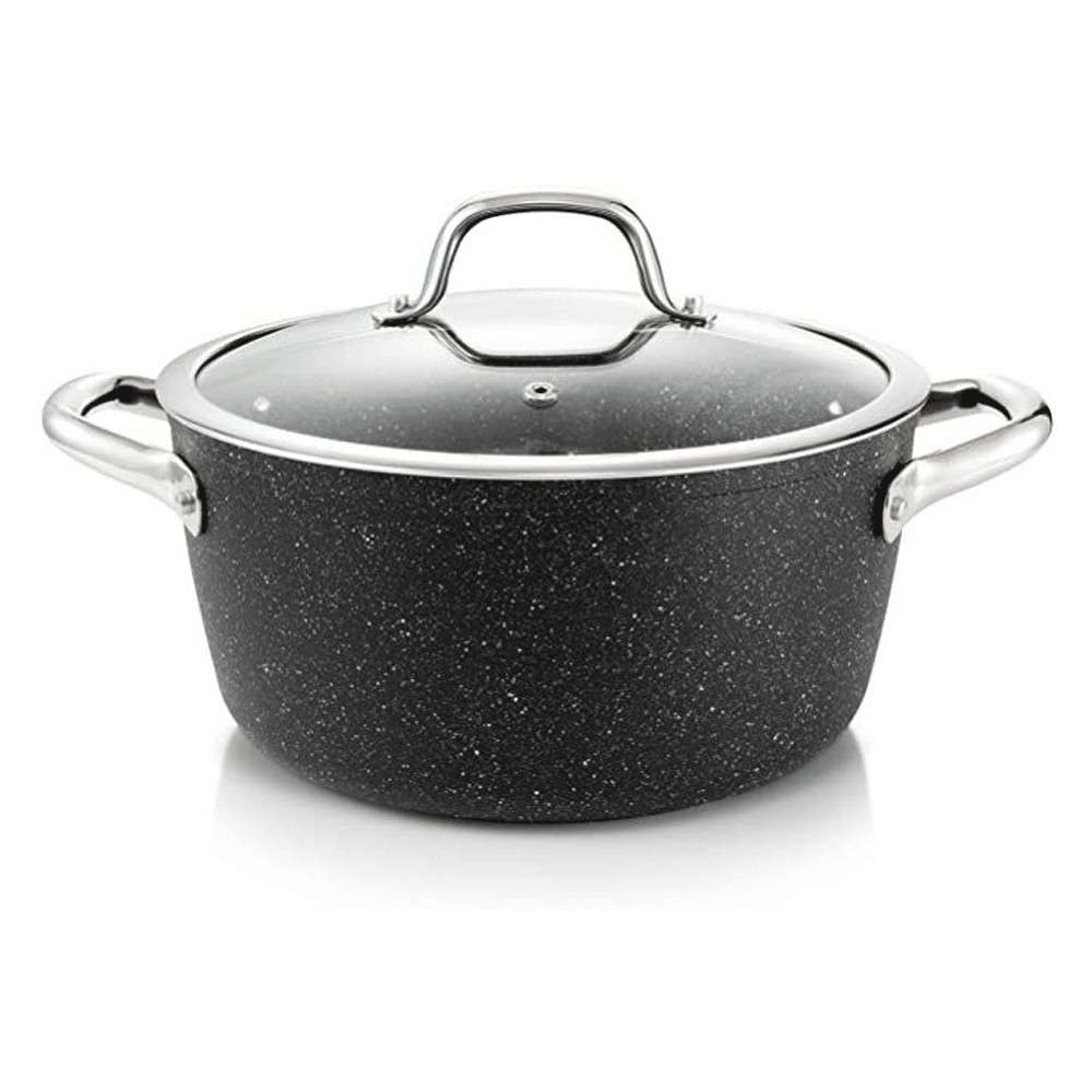Χύτρα Με Γυάλινο Καπάκι President Stone 780335 Φ24cm 4,5Lt Anthracite Tescoma