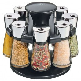Βάση Μπαχαρικών Περιστρεφόμενη Με Βαζάκια (Σετ 9Τμχ) 2620073808 19,5x16,51cm Silver-Black Kuchenprofi SILVER-BLACK