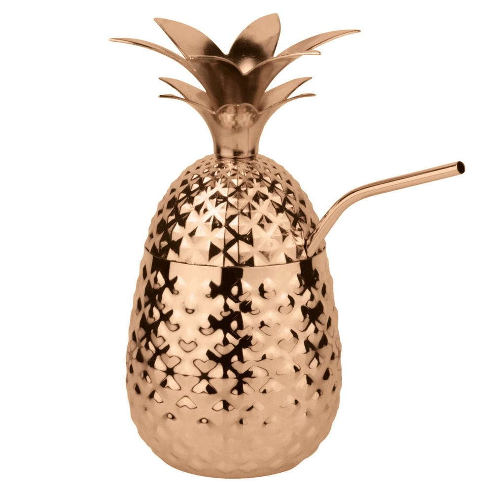 Ποτήρι Με Καλαμάκι & Καπάκι Pineapple 44945C05 500ml Copper Paderno