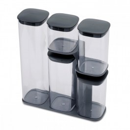 Δοχεία Αποθήκευσης Σε Βάση Podium (Σετ 5Τμχ) 81071 31,3x10,4x32,4cm Clear-Anthracite Joseph Joseph ANTHRACITE-CLEAR