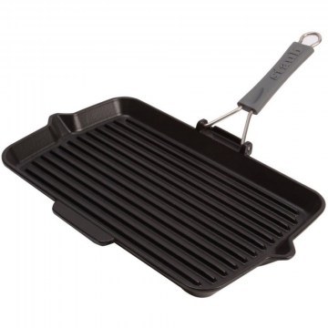 Γκριλιέρα Μαντεμένια Με Χερούλι Σιλικόνης Grill Symphony 40509-343 34x21cm Black Staub