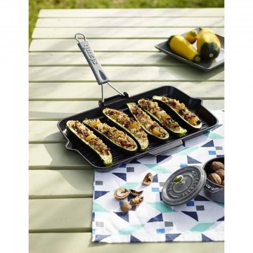 Γκριλιέρα Μαντεμένια Με Χερούλι Σιλικόνης Grill Symphony 40509-343 34x21cm Black Staub