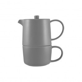 Tea Pot with Cup Tea For One Cafe Life DI0567 450ml Grey Maxwell & Williams GREY