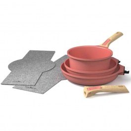 Cookware With Removable Handles (Set 3Pcs) MJARO Marshmallow Pink Cookut PINK