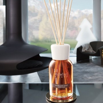 Room Scent With Sticks Vanilla & Wood Milano 77DDDV 250ml Orange Millefiori