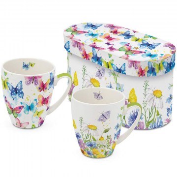 Mugs Butterfly & Flowers (Set 2Pcs) 160103076 350ml Multi Paperproducts Design