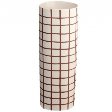 Vase Lines & Squares 60073622 D8x25cm Beige-Bordo Asa Selection