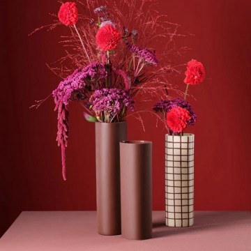 Vase Lines & Squares 60073622 D8x25cm Beige-Bordo Asa Selection