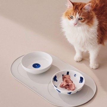 Cat Food Bowl Itsumo NF14 2 D16x5cm 350ml White-Blue Alessi