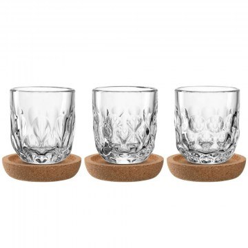 Espresso Cups With Saucers Gocce (Set 3Pcs) 055190L 60ml Clear-Natural Leonardo
