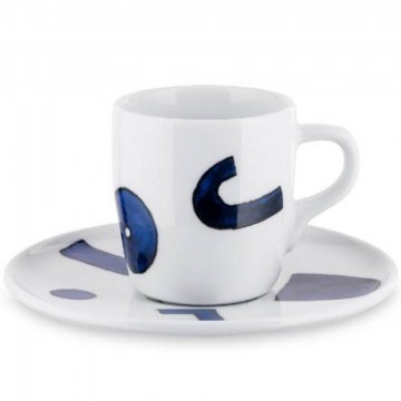 Espresso Cup With Saucer Itsumo Yunoki Ware NF08/76S 85ml White-Blue Alessi